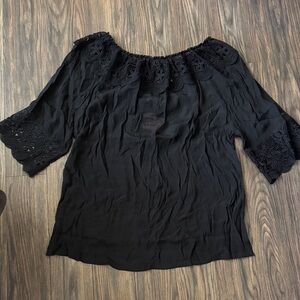 Chic Black Off-Shoulder Women's Blouse
